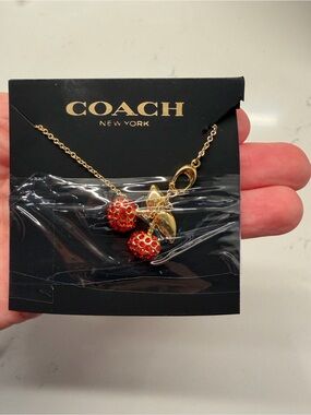 COACH Pavé Cherry Pendant Necklace